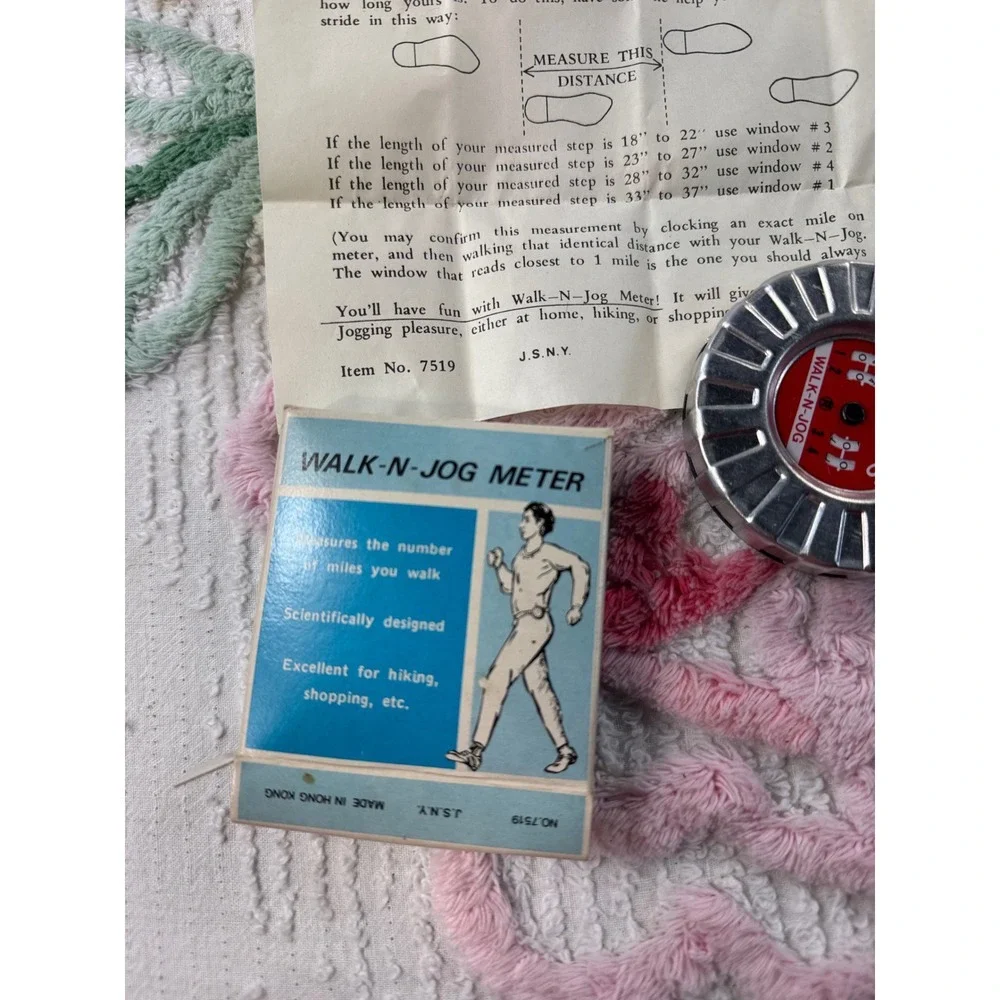 Vintage Walk N‎ Jog Meter Pedometer Device with Original Box and Instructions